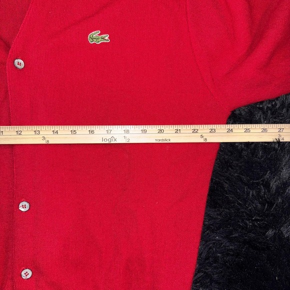 Vintage Izod Lacoste Sweater Mens XL Red Cardigan Orlon Acrylic Made USA 80s - Picture 9 of 10